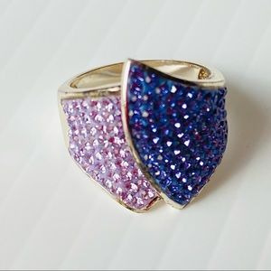 Genuine Crystals Silver Tone Ring